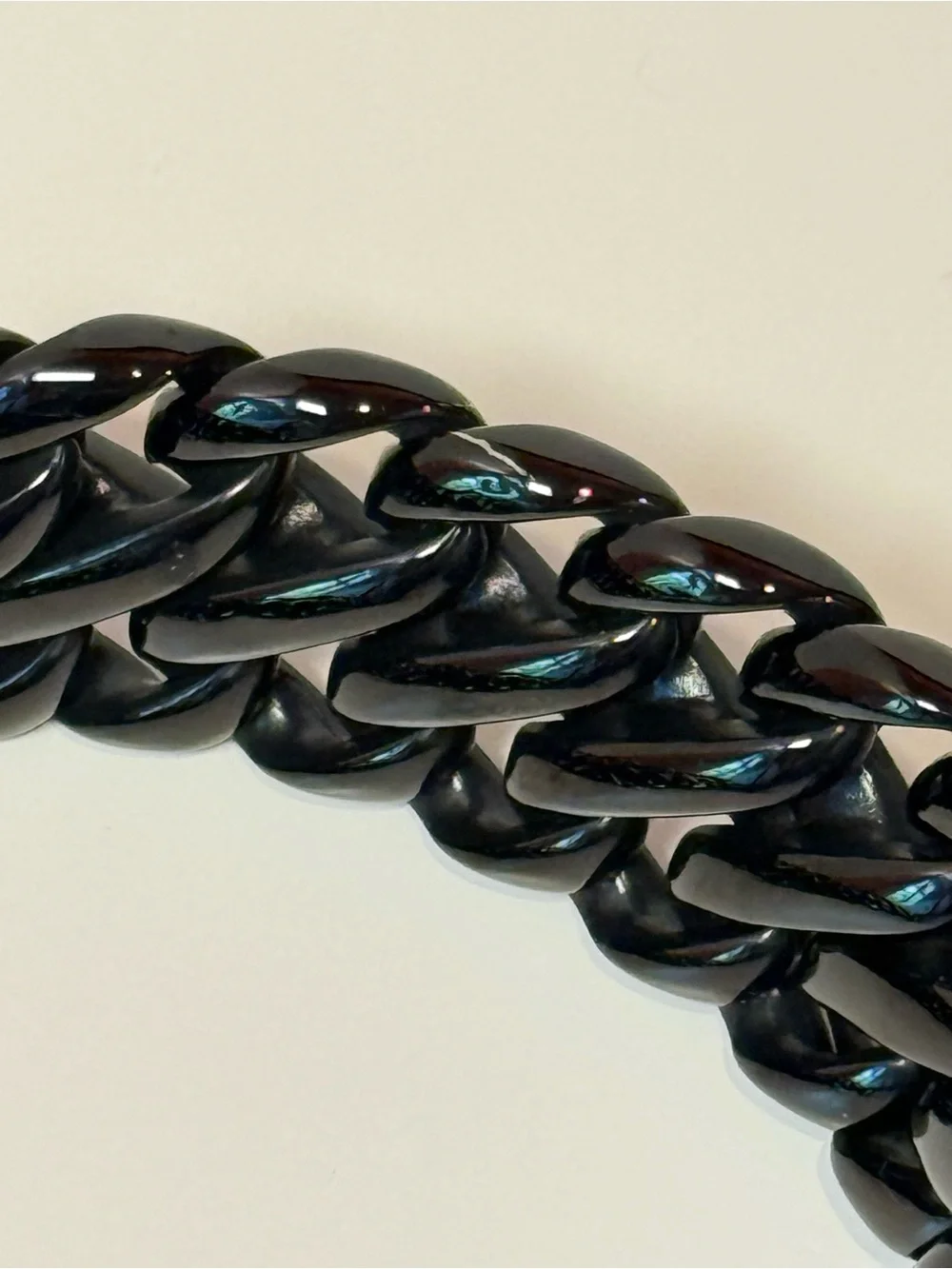 Glossy Black Chunky Chain Bracelet with Dragon Design